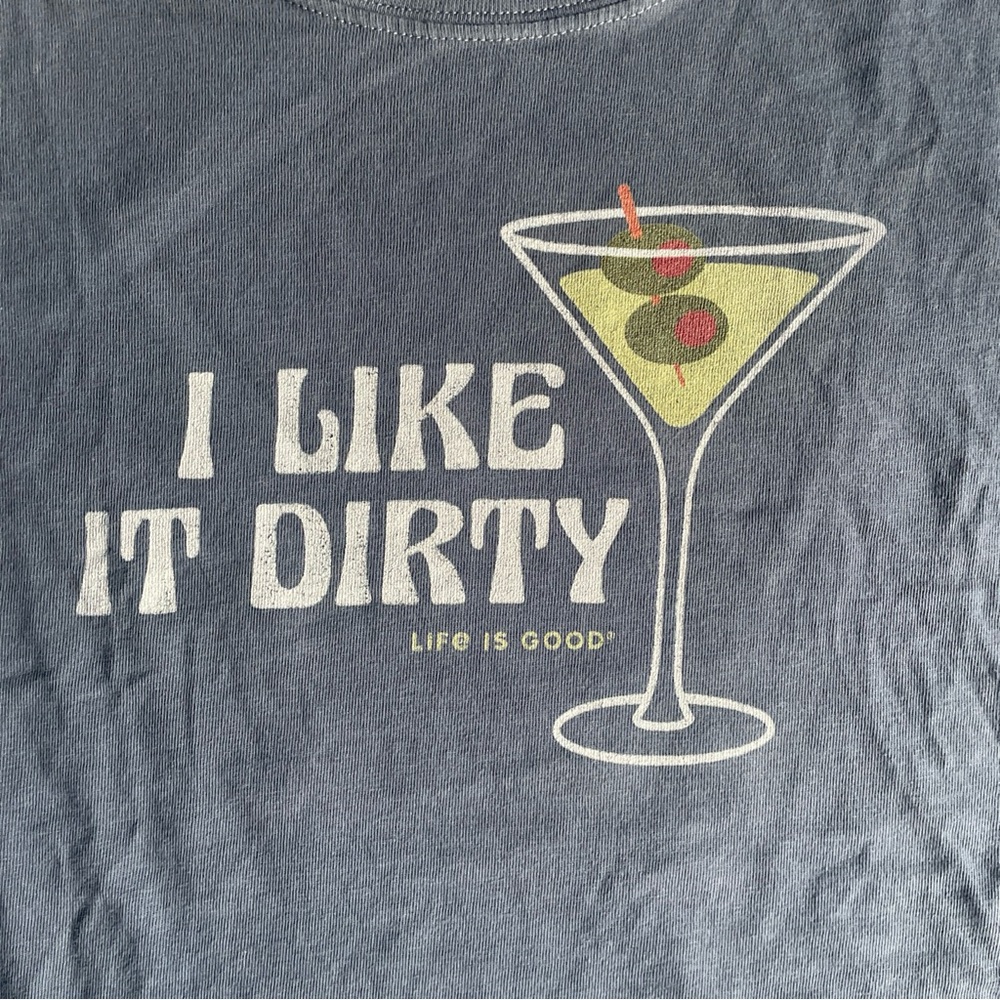Life Is Good WomenI Like it Dirty Martini Short Sleeve Crusher Boxy Tee Sz Med - Picture 3 of 8